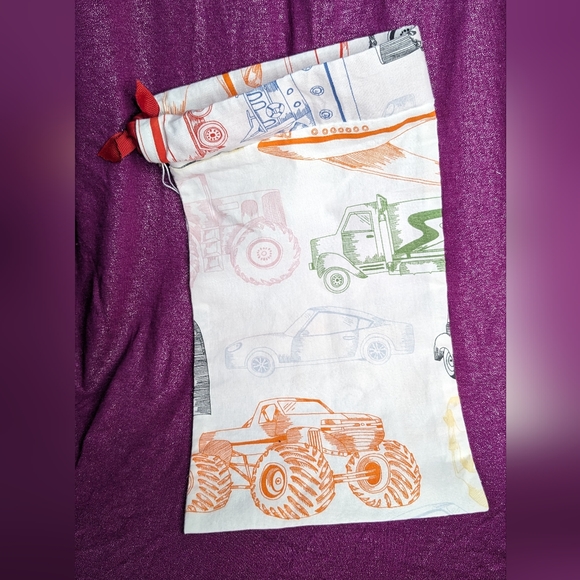 Reusable Produce Bag with Tare weight- Trucks & Red Ribbon - Picture 4 of 6